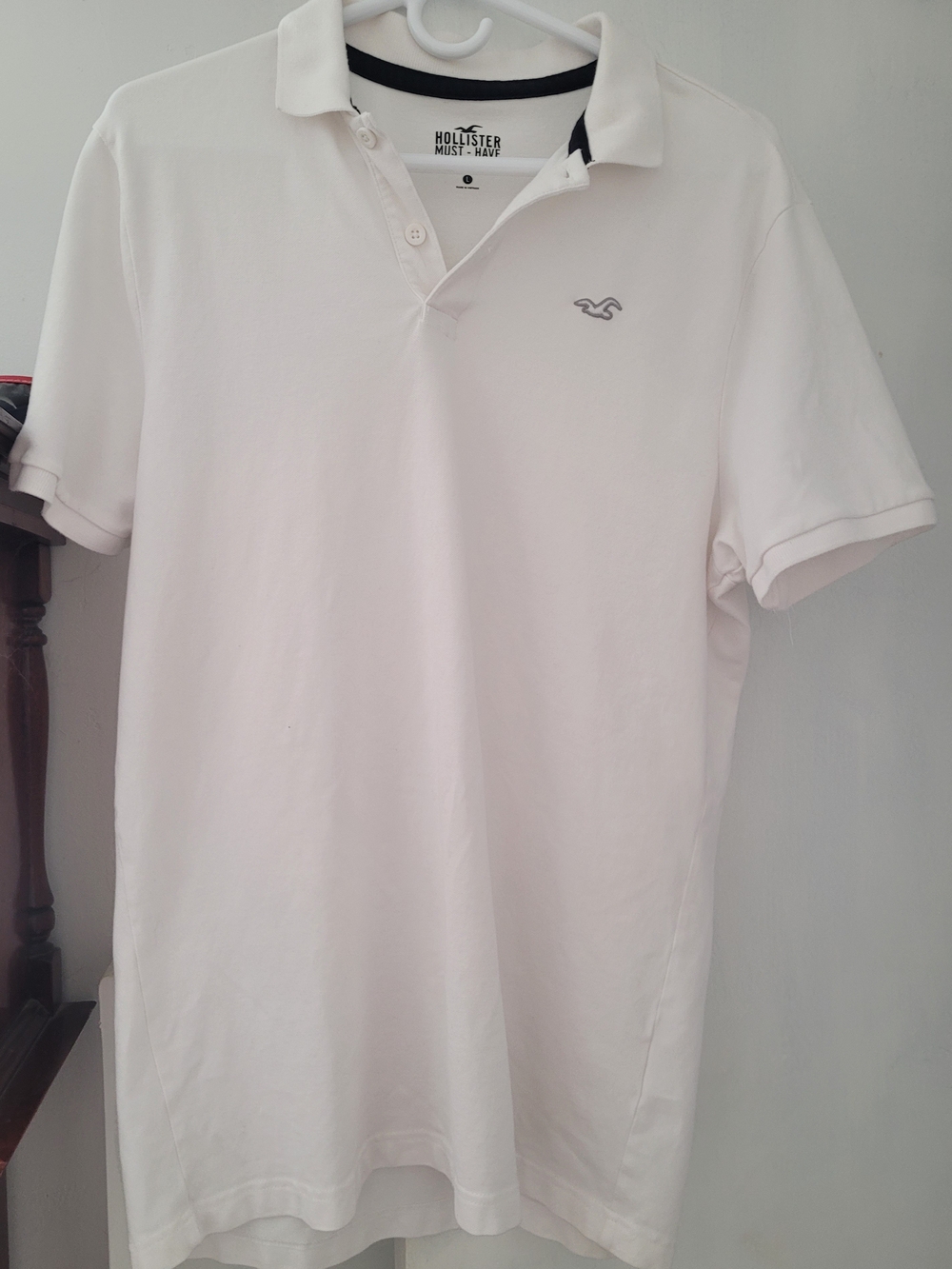 Men's Hollister White Polo with Collar